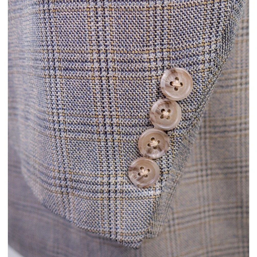 Corneliani Silk Wool Sport Coat Blazer Casual Jacket Sz 46L Windowpane 3 Button